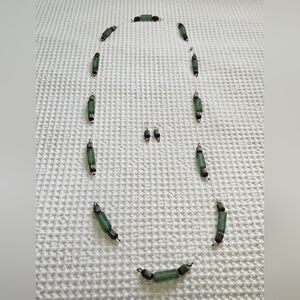 Chic Green Beaded Necklace and Earring Set